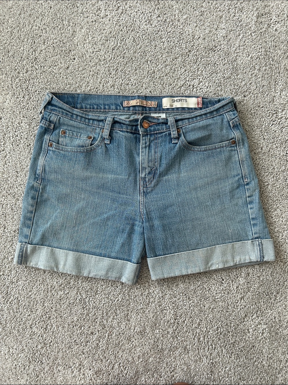 Levi's Light Blue Rolled Hem Jean Shorts